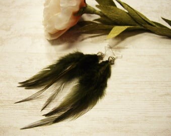 Feather Earrings Boho earrings Boho earrings Gypsy Dangle feather earrings Black feather earrings Gypsy earrings Gypsy Bohemian jewelry