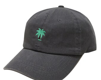Capsule Design Palm Tree Cotton Baseball Cap Dark Grey