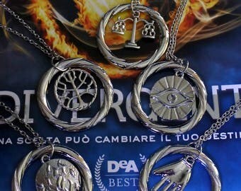 Divergent Factions necklaces insurgent allegiant saga of Veronica Roth intrepid, Cahill, p, abneganti, scholars