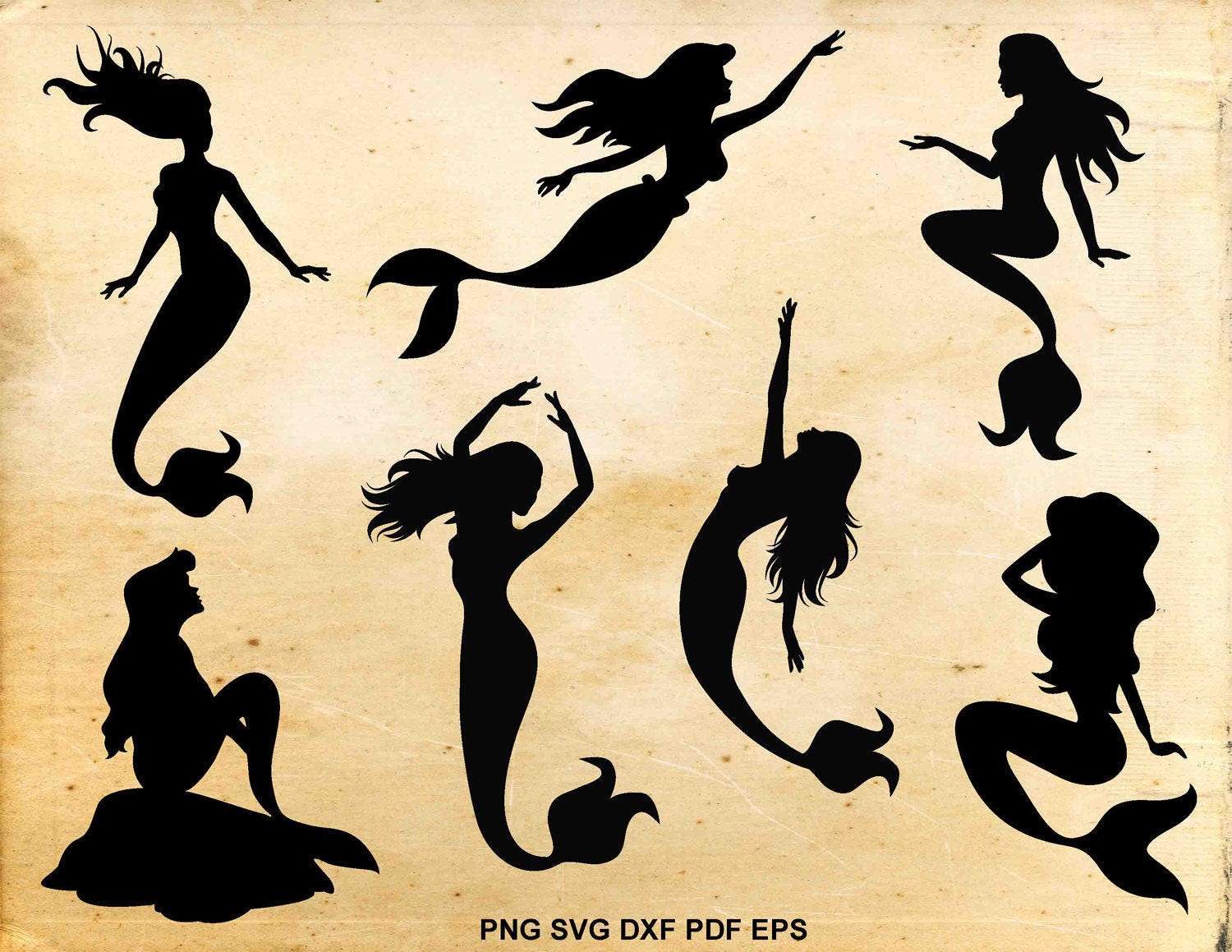 Free Free 304 Mermaid Silhouette Ariel Svg SVG PNG EPS DXF File