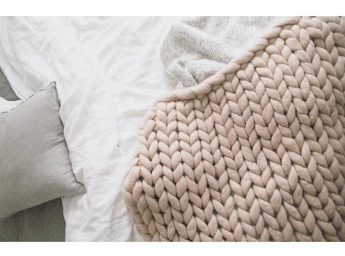 60x80 Merino Wool Thick Knit Blanket Large Chunky