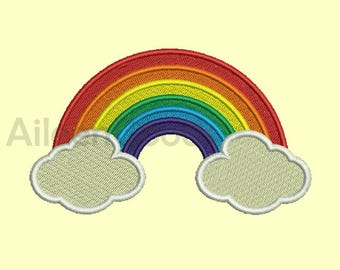 Rainbow Cloud Embroidery design 7 Size INSTANT download machine embroidery