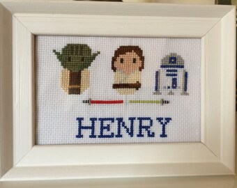 Personalised Cross Stitch. Custom Cross Stitch. Star Wars. Cross Stitch. Gift.