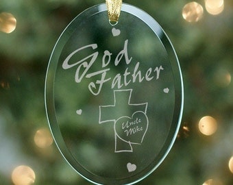 Personalized Godfather Glass Ornament - Personalized with Name