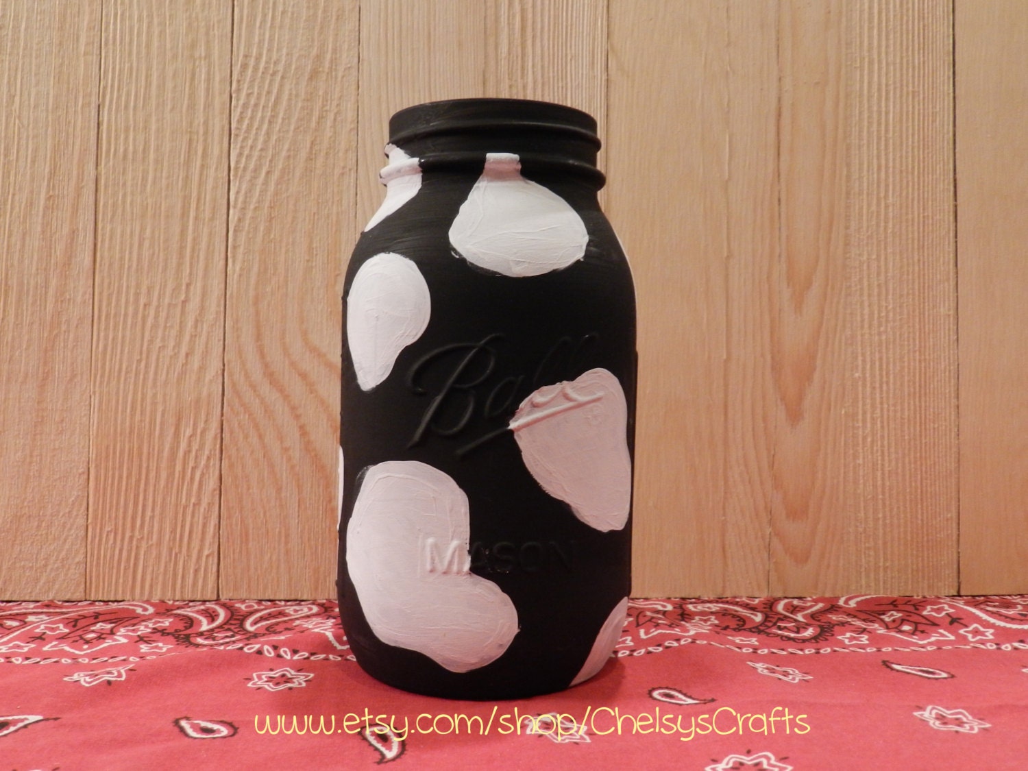 Cow Print Mason Jar