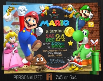 Super Mario Invitation, Super Mario Birthday Party, Personalized, Printable, Digital File