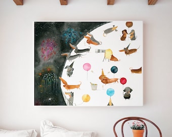 Dachshund Wall Art dachshund astronaut art print dog wall art kid's room Dachshund Wall Art dachshund astronaut art print dog wall art kid's room