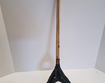 RARE Antique, vintage, Primitive Leather, bamboo rug beater RARE, Home decor,