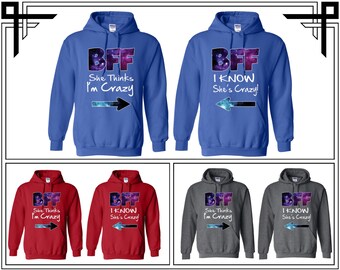 BFF Lei Pensa Im Pazzo Amici Corrispondenza Felpa Con Cappuccio - Foto 8