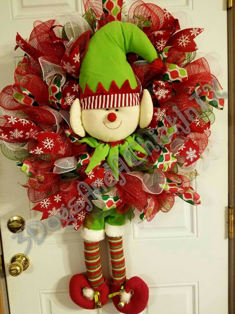 Christmas Elf Wreath by 3DogsAndAChickInTX on Etsy