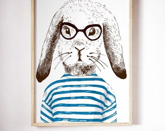 Hipster rabbit | Etsy