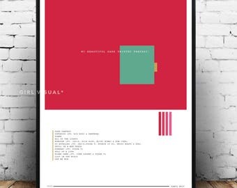Kanye west my beautiful dark twisted fantasy album art poster, Kanye west poster, Kanye west wall art, Kanye west pablo, Kanye west print