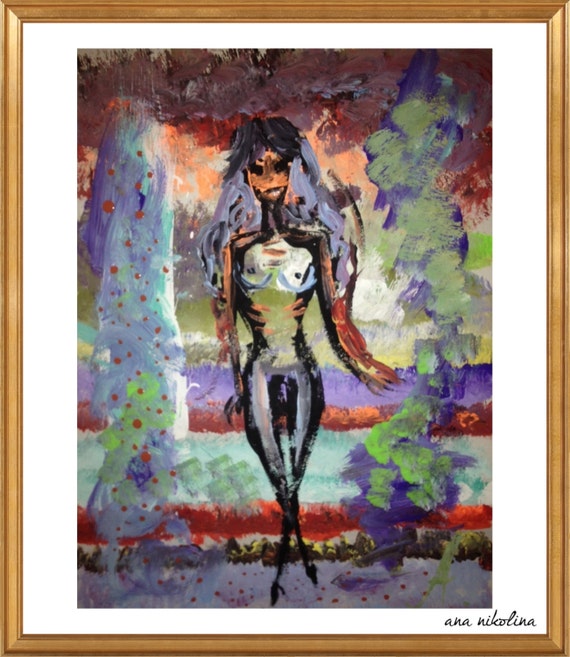 women body Abstract painting printwall acrylic colors woman