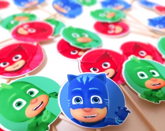 Pj Masks cupcake topper set / cupcakes topper super pigiamini / cake topper Pj masks / Pj masks birthday party / Catboy Owlette Gekko cake