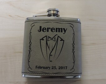 Best Man Leather Whiskey Flask Groomsmen Gifts, Hip Flask