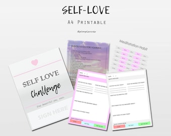 Self Love Journal / Self Love Kit, meditation challenge, positive thinking challenge, positive journal, Growth Mindset