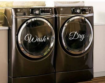 Wash Dry Decals - Washer Dryer Decals - Wash Dry Laundry Room Decals - Wash Dry Laundry Stickers