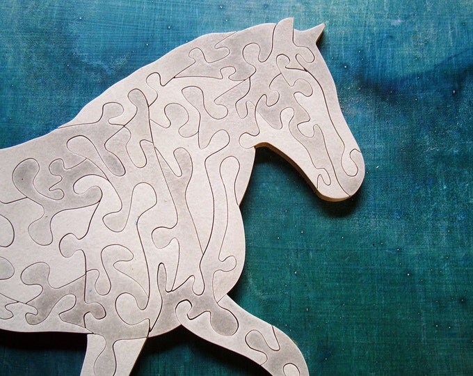White Horse, Puzzle Art, Wooden Handmade, Complex Shapes, Smart Toy, Adult, Family Gift, Ready To Hang, Acrylic On Pieces by Samo Svete