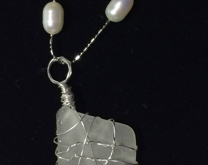 Silver - wire wrapped- Beach jewelry women - Mothers day Gift - Gift for Her - Oval Pearls - Dainty Chain - necklace