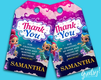 Shimmer and Shine Thank You Tags, Shimmer and Shine Birthday Favor Tags, Shimmer and Shine Party Tags, Shimmer and Shine Printable Supplies