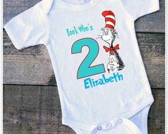 Dr Seuss Birthday Bodysuit size 6-24 Month; Tee Size 2T and Up; FREE Personalization; Any Age