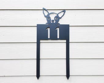 Dog House Number Sign - Chihuahua - Metal House Number Sign