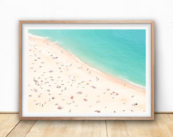 Beach Print, Contemporary Beach Wall Art, Digital Download,Aerial Beach Print, Busy Beach Poster, Sea Poster, Modern Beach Photography, Sand