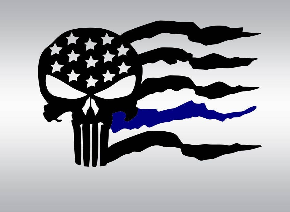 Download Skull flag thin blue line SVG Clipart Cut Files Silhouette ...