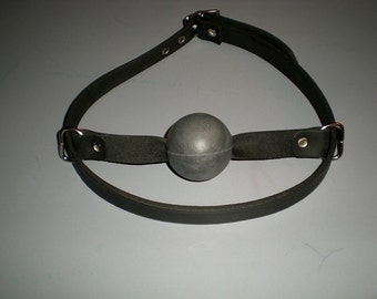 Genuine Leather Ball Gag with Removable sliding rubber ball, Unisex, Hand Crafted in the USA