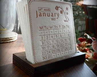 Handmade Letterpress Calendar 2017