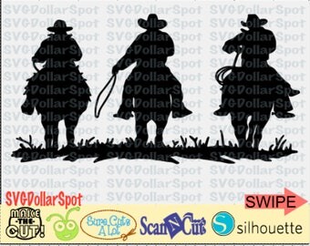 Cowboys on Horses SVG -Cowboy Cut File - Western SVG - Cowgirl SVG - Silhouette File - Cut File