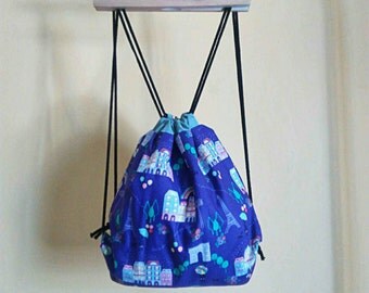 Cute Fabric Backpack / Drawstring bag