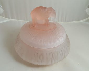Greensburg Glass Powder Jar With Elephant Finial