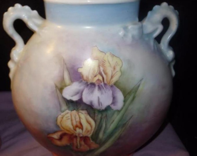 Vintage Giraud Porcelain Limoges Vase With Dragon Handles