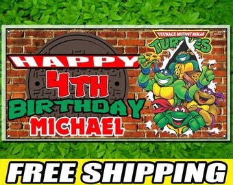 Printable Ninja Turtles Happy Birthday Party Banner Instant