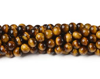 8 mm tiger eye beads smooth bead natural tiger's eye semi precious beads yellow tiger eye loose beads loose gemstone beads genuine tiger eye