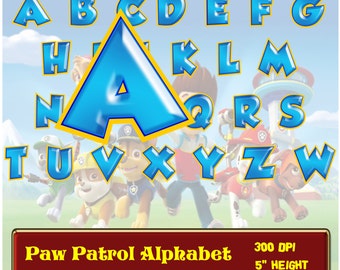 ABC PAW PATROL - Paw patrol digital alphabet clipart -Instant Download - Printable Alphabet Digital Clipart - Scrapbook - paw patrol clipart