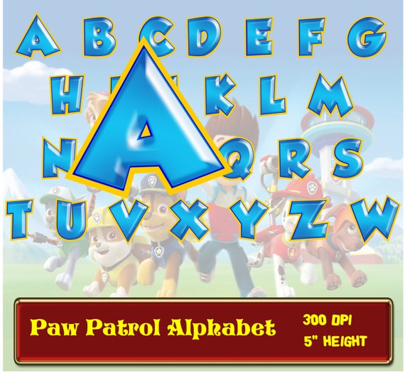 ABC PAW PATROL Paw patrol digital alphabet clipart Instant