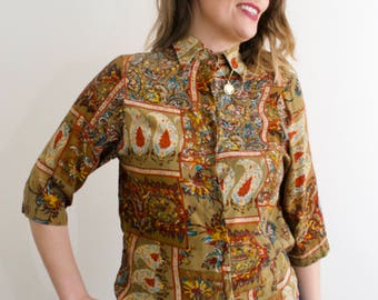 Vintage 70’s mod polyester shirt M/L 16 William Gary