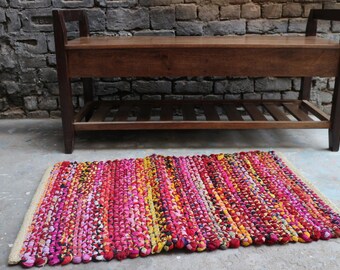 Handwoven Rag Rug, Chindi Rug, Dhurrie Rug, Rug-Mat, Traditional Rajasthani, 2x3 Rug, Indian, Handmade, Small Rug, Custom Rug, FREE SHIPPING