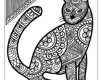 cat coloring page advanced coloring page adult coloring