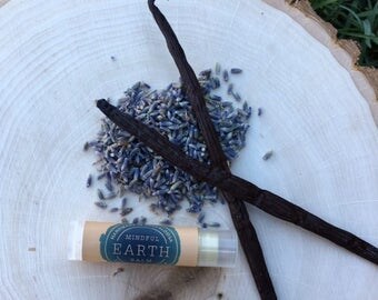 Natural Lip Balm, Lavender Vanilla Lip Balm, Healing + Moisturizing Blend, Clear or Shimmer Tint