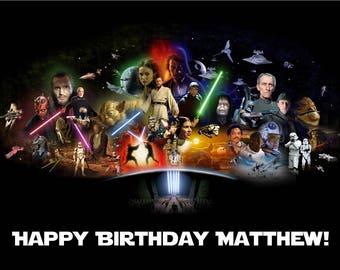 Star Wars cake topper- Personalized free- Star Wars edible icing image, Jedi cake topper, Light saber, cake decorating kit