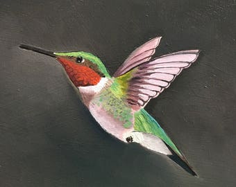 Ruby Throated Hummingbird - oil paint sketch