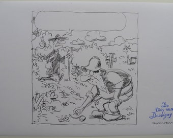 Original pencil drawing-the garden of Daubigny