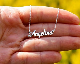 Sterling Silver Name Necklace, Personalized Jewelry, Personalized Necklace, Gold Necklace, Name Necklace, Personalized Gold Necklace, Rose