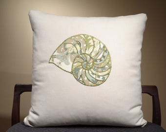Beach Pillow, Sea Shells Decor, Seashells Cushion, Beach Decor, Sea Theme, Aquatic Throw Pillow, Aquatic Decor, Sea Life Pillow
