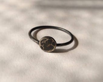 Moon phase stacking ring in oxidised sterling silver
