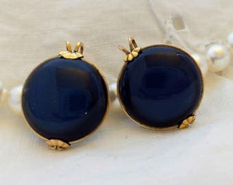 Vintage Blue MoonGlow Slide On Earrings