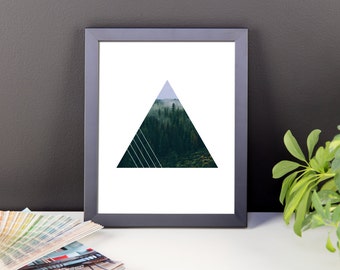Framed Foggy Forest Triangle Geometric Wall Art